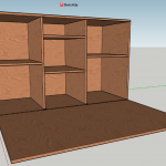 sketchup drawing of basic chuck box with front door open